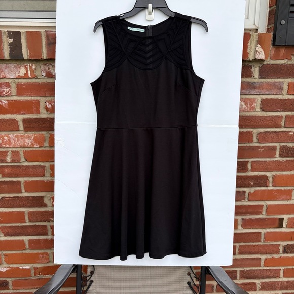 Maurices Dresses & Skirts - Maurices Black Fit and Flare Dress Mesh Embroidered Yoke Sleeveless Womens Large
